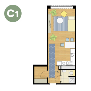 Grundriss 1-Raum C1