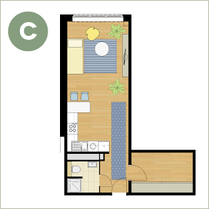 Grundriss 1-Raum C