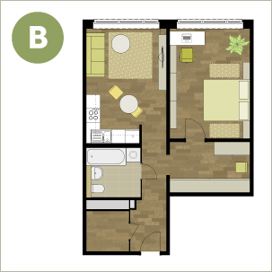 Grundriss 2-Raum B
